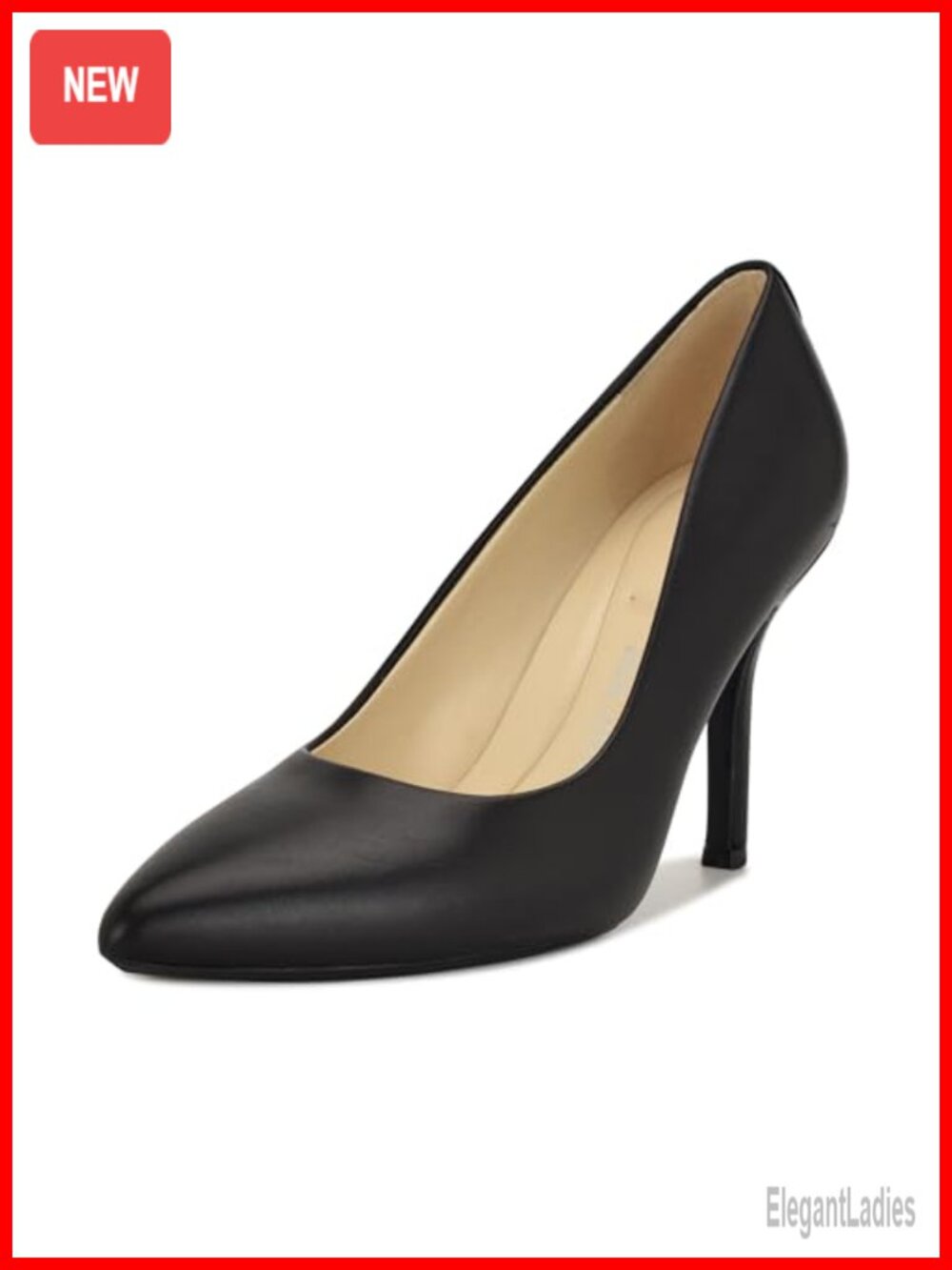 Nine West Women's Pointed Toe Stiletto Pump with Ankle Strap - Leather Lined